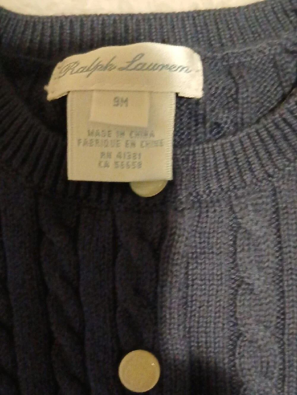 Ralph Lauren Navy Cable-Knit Cardigan with Black Leggings